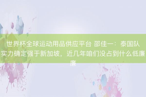世界杯全球運動用品供應(yīng)平臺 邵佳一：泰國隊實力確定強于新加坡，近幾年咱們沒占到什么低廉